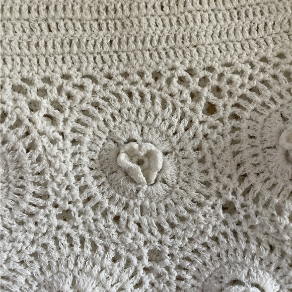 Josephine CHAUS boho Flower Knit Crochet WHITE SWEATER PULLOVER  SIZE 2 - Picture 7 of 7